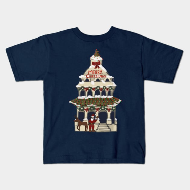 Christmas Town Gazebo Kids T-Shirt by BrittaniRose